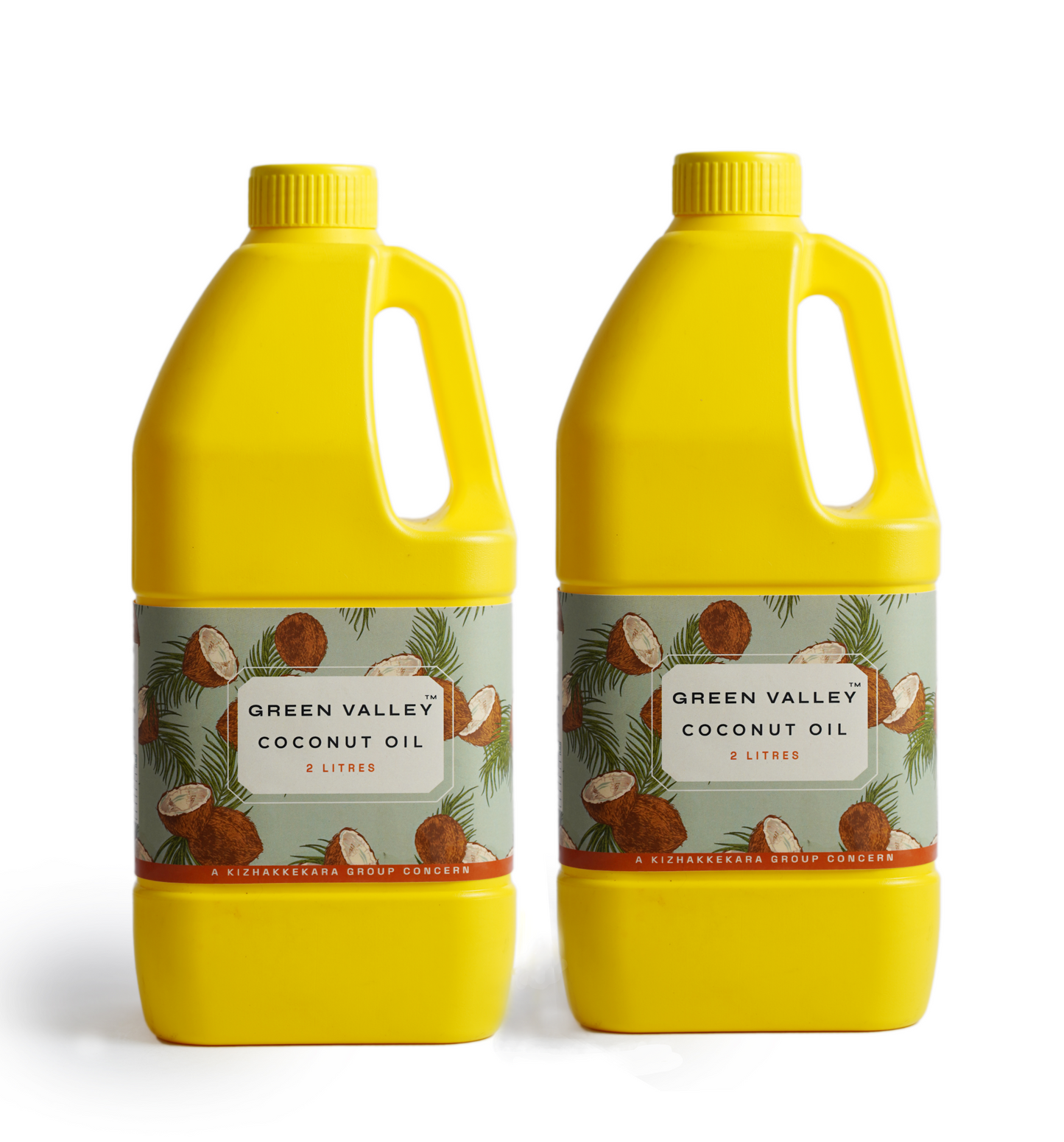 Green Valley 100% Pure Semi-Cold Pressed Coconut Oil, HDPE Can 2litres (Pack of 2)